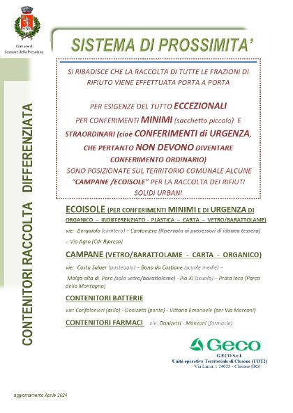 Rifiuti urbani: ecoisole e campane sul territorio Rifiuti urbani: ecoisole e campane sul territorio